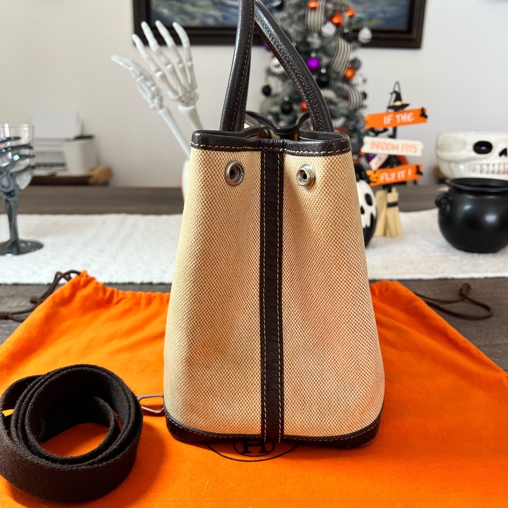 SALE!Hermes Garden Party Tan and Brown Canvas Tote Bag - Picture 3 of 14